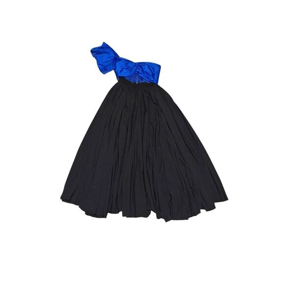 AMUR X REVOLVE women’s Cleopatra  Black & blue one shoulder Pleated cut out maxi - Picture 4 of 11